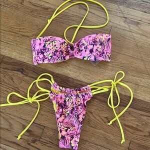 Wildfox Boutique Vibrant Pink and Yellow Bikini Set